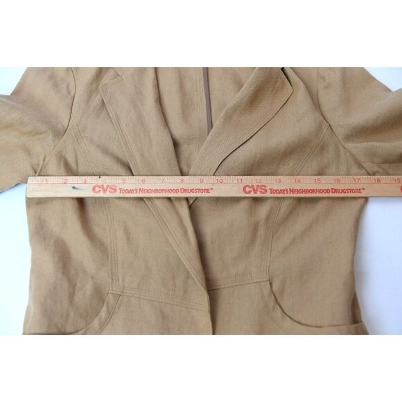 Vintage DKNY Women’s Camel 100% Linen Blazer Jacket Size 8 - Picture 14 of 16
